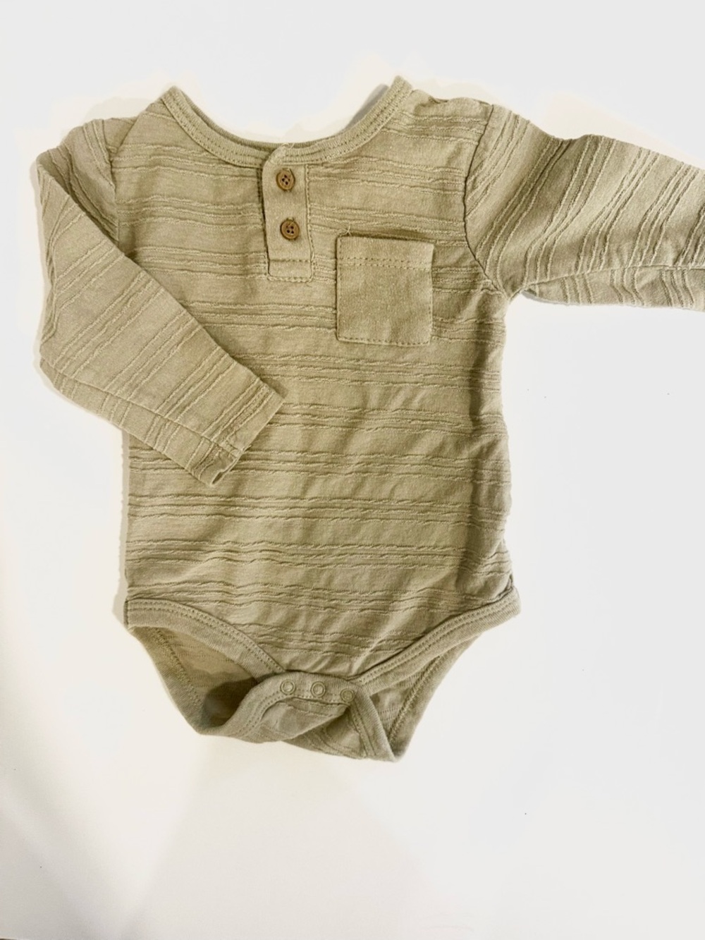 Rene Rofe Olive Green Long-Sleeve Baby Bodysuit